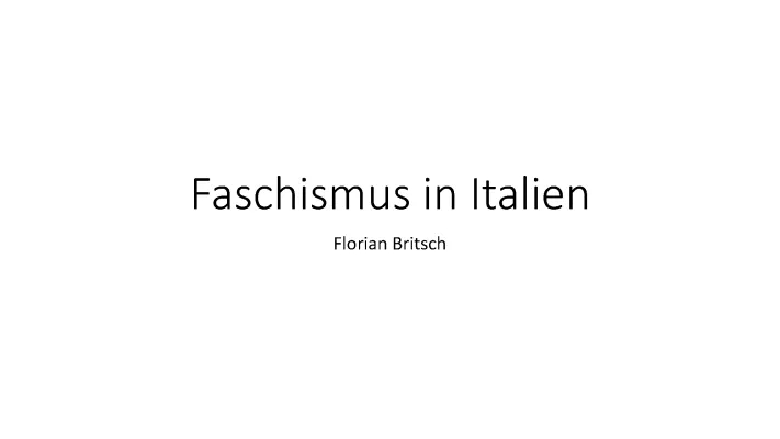 Was ist Faschismus? Kurz erklärt für Kinder in Italien und heute