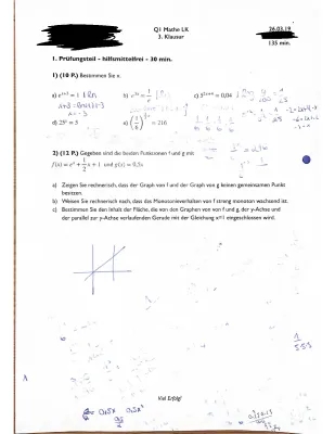 Exponentialfunktionen Aufgaben: Mathe Klausuren & Lösungen für Klasse 10-12