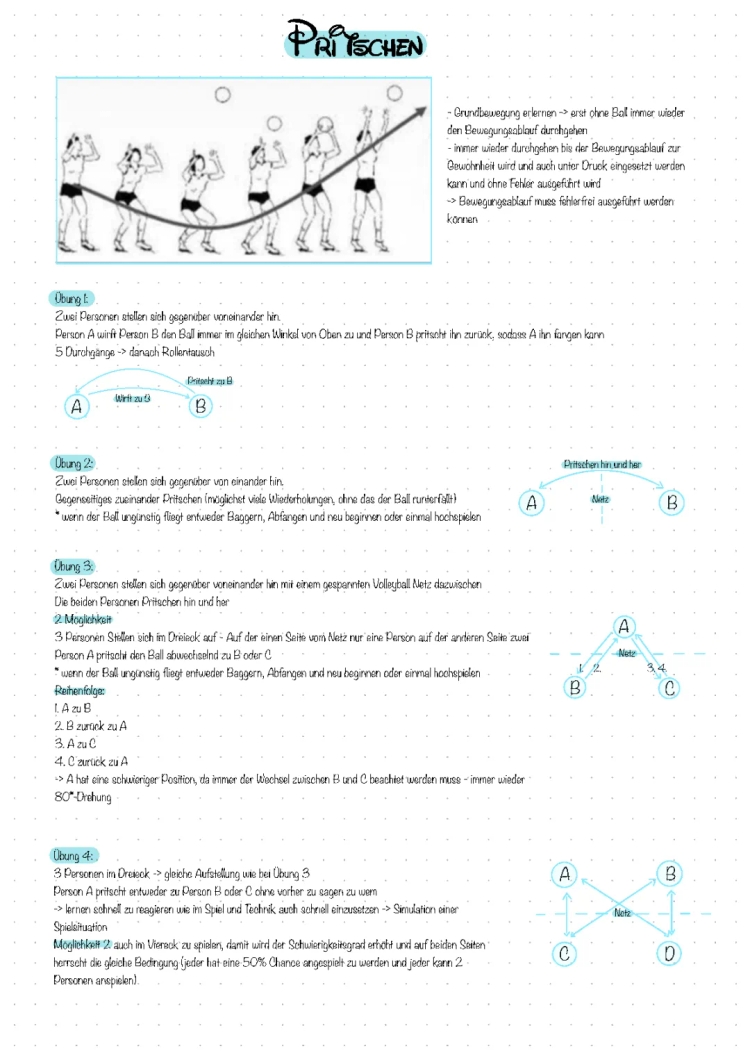 Cool Volleyball Stations Cards: Pritschen, Baggern, and Aufschlag Practice