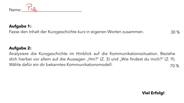 Weidmanns Nachtgespräche Kommunikationsanalyse - Klausur und Deutungshypothese