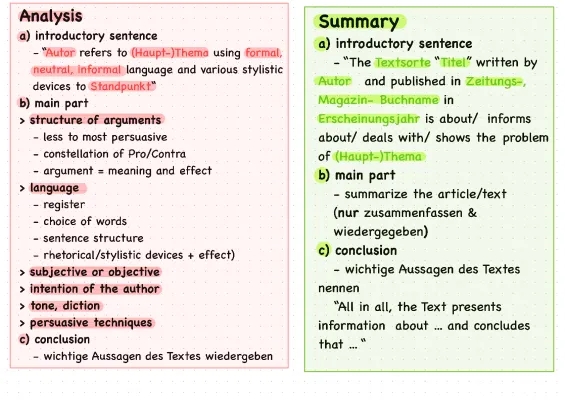 Non-Fictional Text Analysis Example + Useful Phrases + Klausur Tips