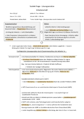 Die Soziale Frage: Lösungsansätze und Arbeiterbewegung in Deutschland