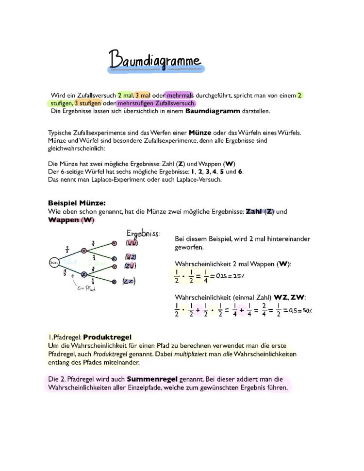 Baumdiagramme: Aufgaben und Lösungen einfach erklärt