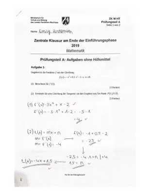 Ableitung ganzrationaler Funktionen Übungsaufgaben und Zentrale Klausur EF NRW Mathe 2024