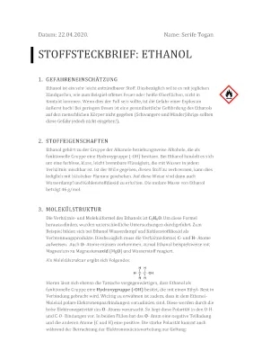 Ethanol Steckbrief: Verwendung, Herstellung und Gefahren