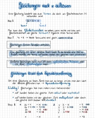 Gleichungen nach x auflösen: Übungen, Aufgaben PDF und Rechner für Klasse 7-8