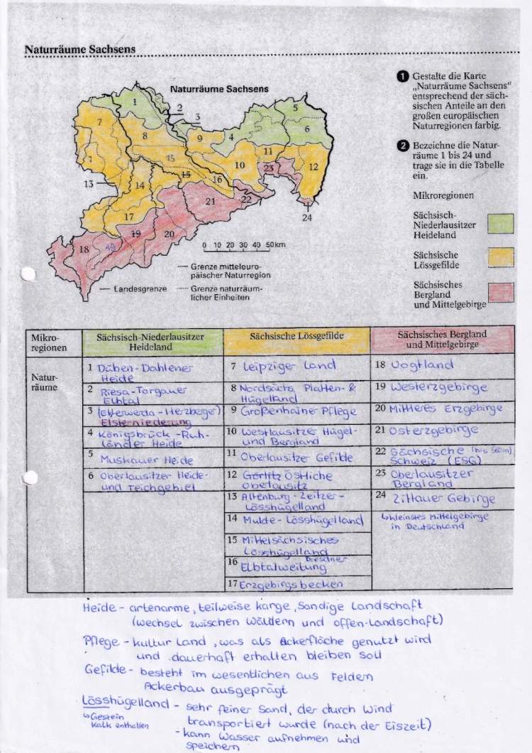 Naturräume und Großlandschaften Sachsen Karte - Einfach erklärt