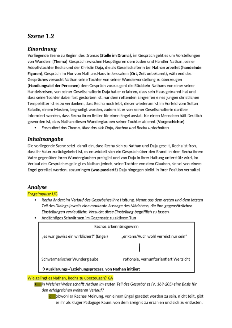 Nathan der Weise Analyse und Zusammenfassung - 1. Aufzug 2. Auftritt & mehr