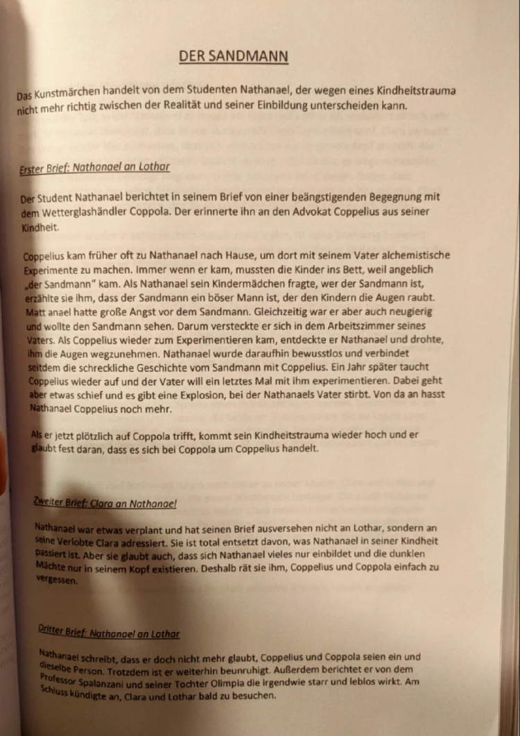 Der Sandmann: Zusammenfassung, Augenmotiv, Nathanaels Wahnsinn und mehr