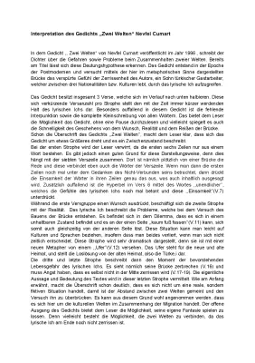 Zwei Welten Gedicht von Nevfel Cumart - Text und Analyse