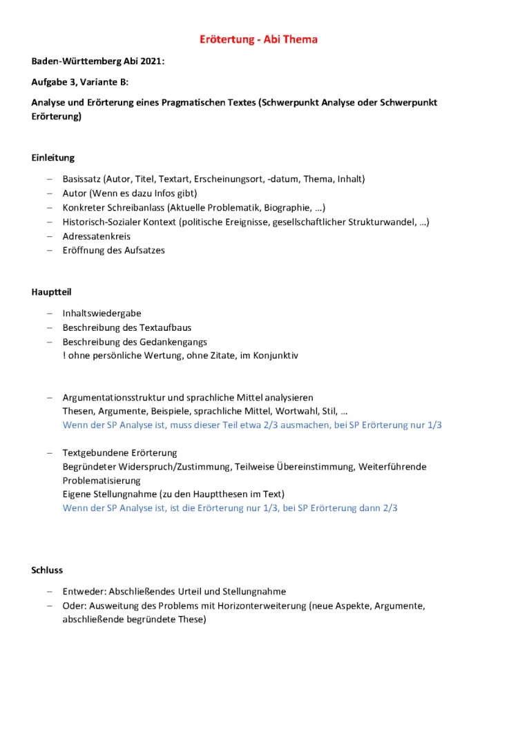 Mathe Abitur BW 2021 Lösungen - Deutsch Abitur BW 2024 - Praktische Textanalyse und Erörterung