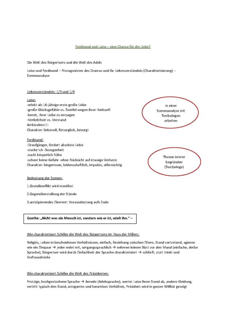 Kabale und Liebe Zusammenfassung - Akt 1 Szene 3 und 4