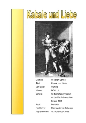 Kabale und Liebe: Klassenarbeit 10. Klasse & PDF Materialien