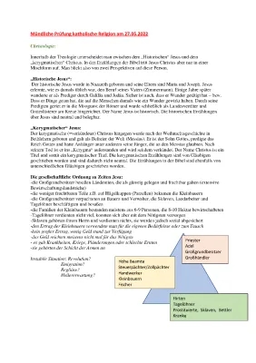 Katholische Religion Zusammenfassung Abitur 2022 (mündlich)