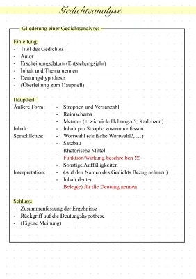 Gedichtanalyse Beispiel & Aufbau PDF: Übungen, Stilmittel und Checkliste