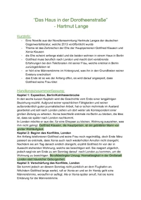 Das Haus in der Dorotheenstraße - Text PDF, Charakterisierung und Analyse