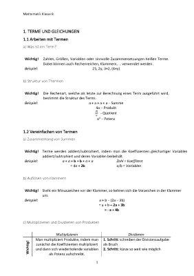 Mathe Klasse 8: Terme, Gleichungen, und Wahrscheinlichkeit - Arbeitsblätter und Lösungen