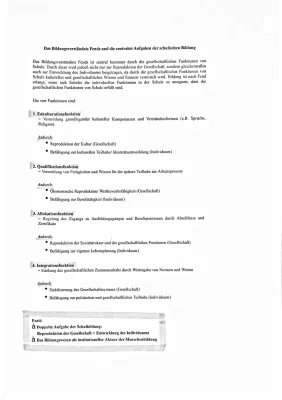 Helmut Fend Theorie der Schule 1980: Funktionen von Bildung und Sozialisationsfunktion