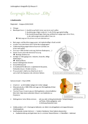 City Merkmale und Stadtmodelle: Mehrkernmodell, Chicago Stadtmodell und Co.