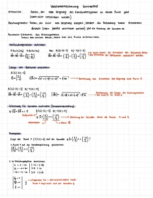 Vektoren Lernzettel PDF: Zusammenfassung & Aufgaben mit Lösungen für Abitur