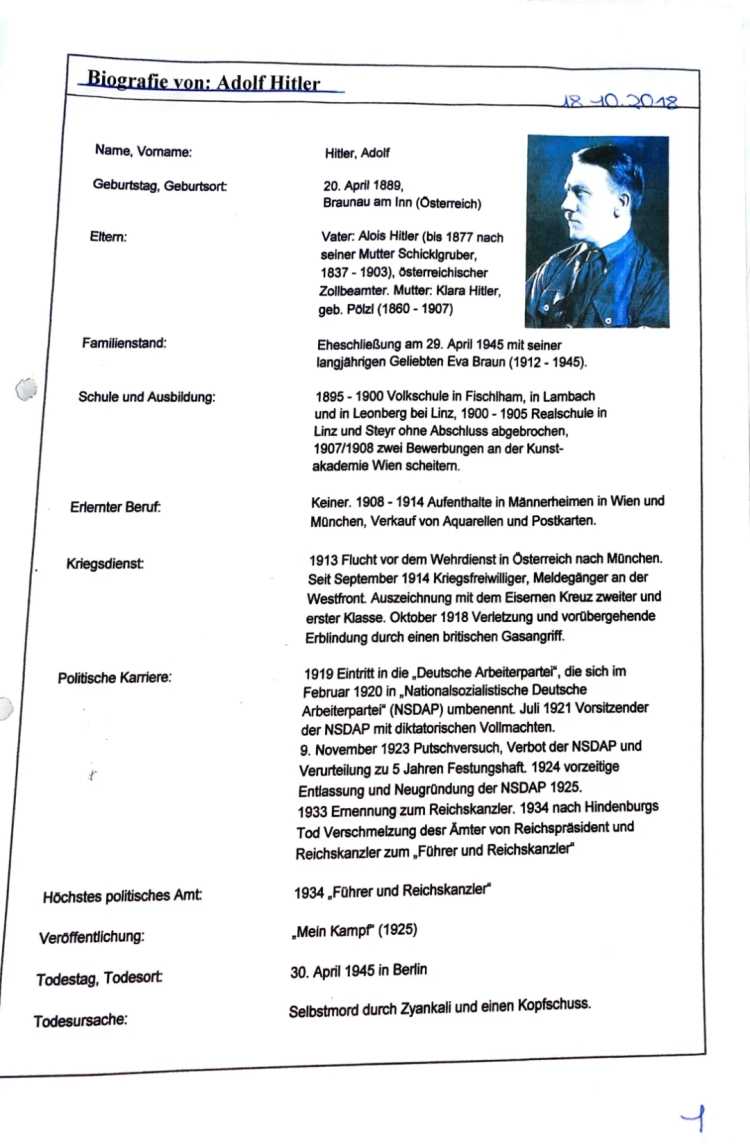 Adolf Hitler Biografie 