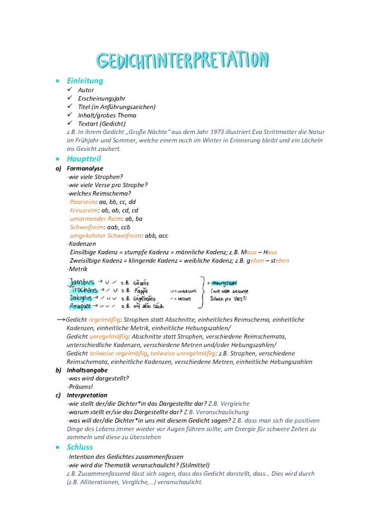 Analisi di un Gedicht: Eva Strittmatter e altro