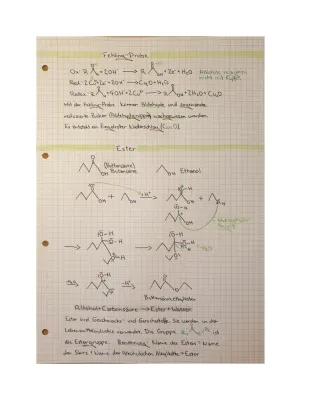 Fehling-Probe: Glucose, Fructose, und Ester Reaktionsgleichungen