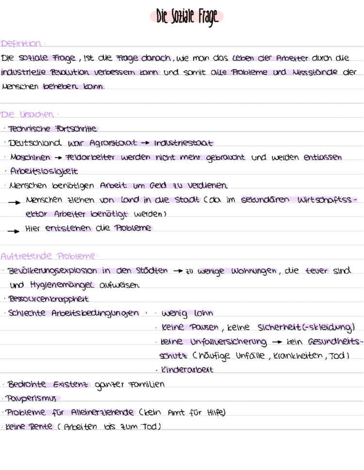 Was ist die Soziale Frage? Ursachen, Probleme, Lösungen der Industrialisierung