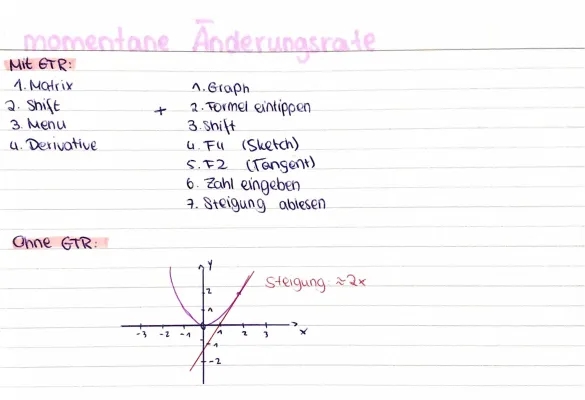 momentane Änderungsrate ( nur mit GTR/ Tangente/ Tabelle)