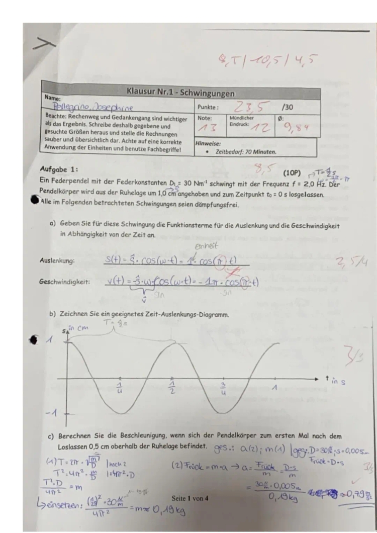 Mechanische und Harmonische Schwingungen - Aufgaben und Formeln für dich!