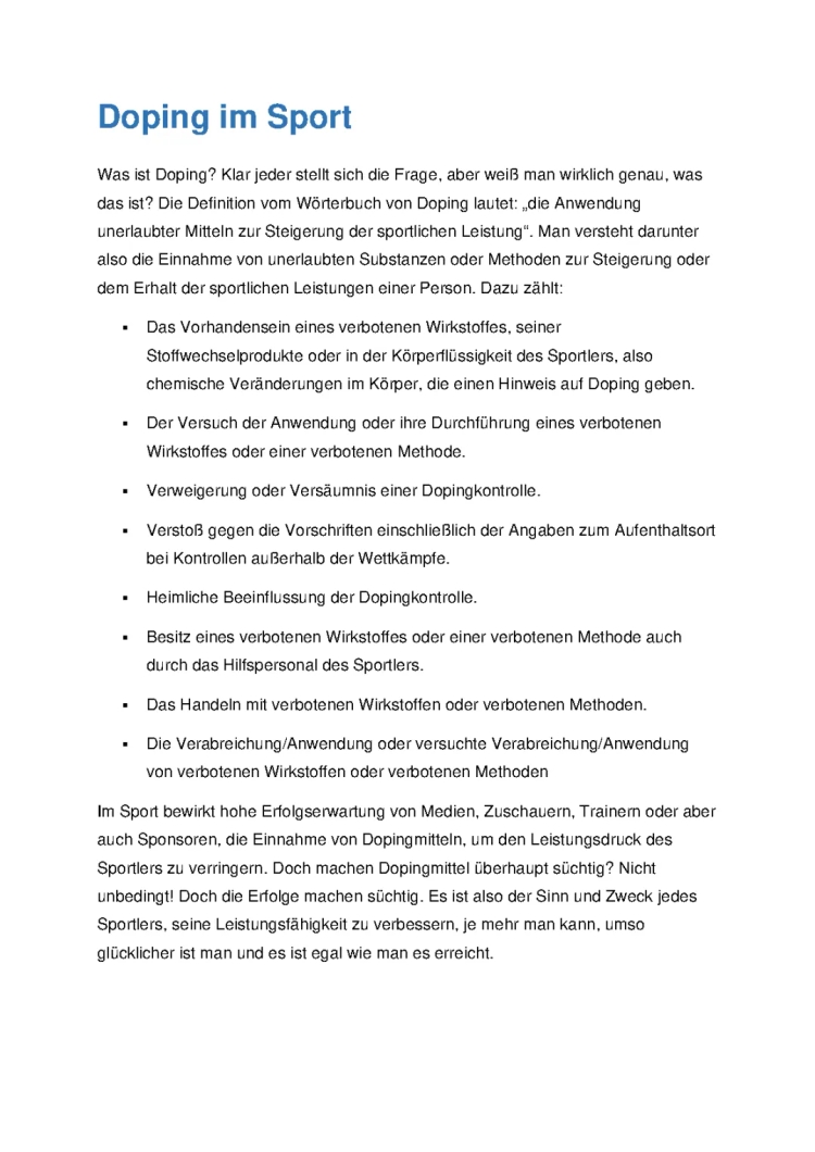 Was macht Doping mit dem Körper? - Arten, Auswirkungen und Folgen für Sportler