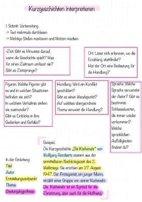 Kurzgeschichten Analyse und Interpretation für Klasse 8-11 - Beispiele und PDFs