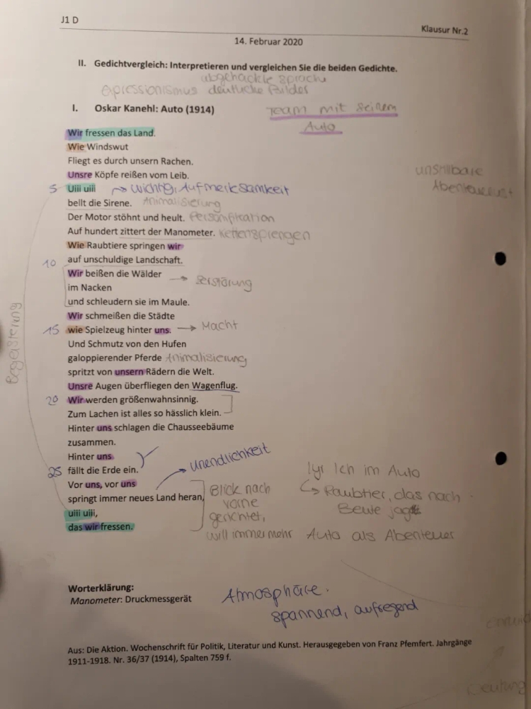 Gedichtvergleich Beispiel und Tipps für die Deutschklausur