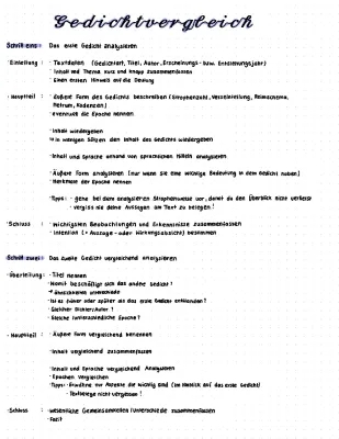 Gedichtvergleich Beispiel für Einleitung, Aufgabe, und Klausur