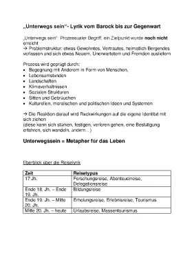 Was bedeutet ‚unterwegs sein‘ in der Lyrik? - Von Barock bis zur Moderne