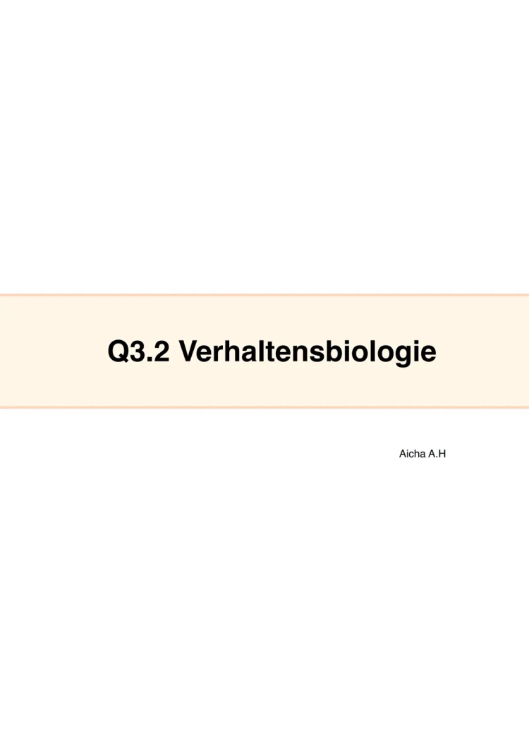 Verhaltensbiologie Abi 2023: Einfacher Lernzettel