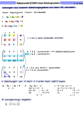 Lineare Gleichungssysteme: Gauß-Verfahren, Beispiele und Übungen