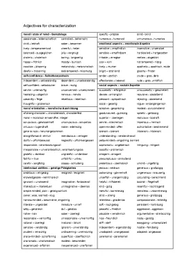 Adjectives for characterization 