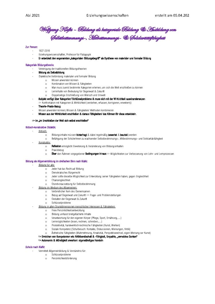 Kategoriale Bildung Klafki und Didaktische Analyse einfach erklärt