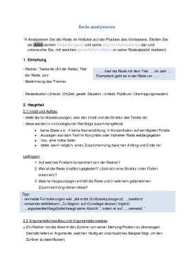 Redeanalyse Beispiel mit Lösung für Klasse 10 - PDF und Formulierungshilfen