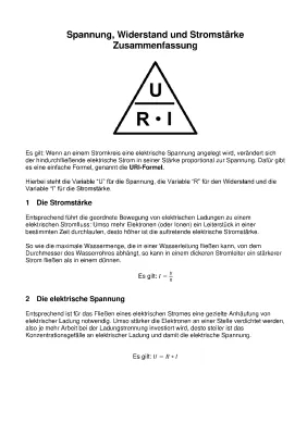 Spannung, Stromstärke und Widerstand einfach erklärt - Dein Arbeitsblatt