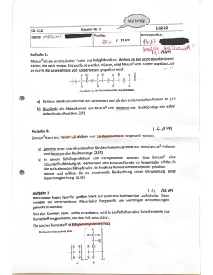 Chemie LK Klausur: Kunststoffe, Korrosion und mehr