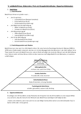 Knappheit einfach erklärt, Bedürfnispyramide und Opportunitätskosten Beispiele