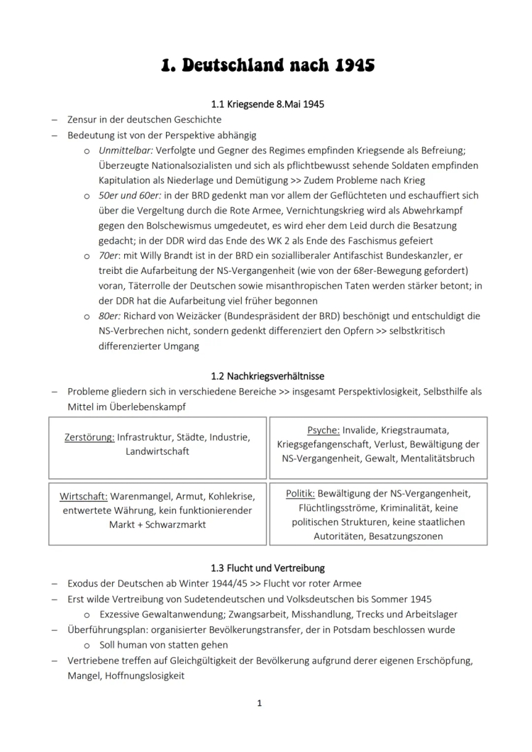 Abiturzusammenfassung Geschichte: West- und Osteuropa nach 1945 (SPT 2)