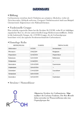 Alles über Carbonsäuren - Beispiele, Herstellung und Eigenschaften