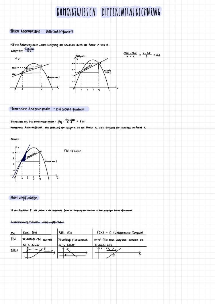 Differentialrechnung einfach erklärt - Übungen und Lösungen PDF