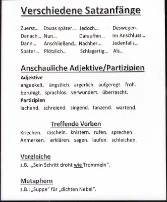 Schilderung Musterlösung PDF: Beispiele, Übungen und Aufbau