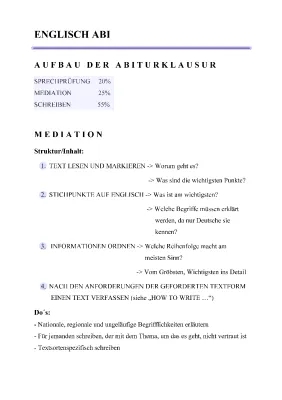 Englisch Abitur Lernzettel PDF 2024 - Alle Themen, Lösungen, und Beispiele