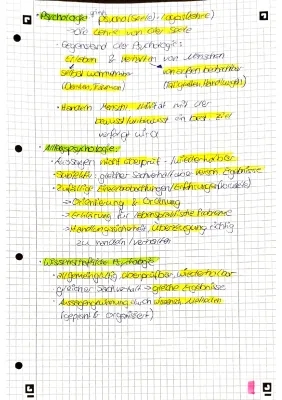 Psychologie im 11. Jahr: Zusammenfassung und wichtige Themen