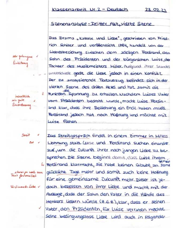 Szenenanalyse - Kabale & Liebe Dritter Akt, vierte Szene